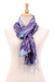 Silk scarf, 'Blue-Violet Breeze' - Tie-Dyed Blue-Violet and Turquoise Silk Scarf with Fringes