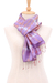 Rayon and silk scarf, 'Purple Striped' - Artisan-Made Rayon and Silk Blend Fringed Scarf in Purple