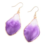 Gold-accented orchid dangle earrings, 'Magical Petal' - White and Purple Orchid 22k Gold-Accented Dangle Earrings
