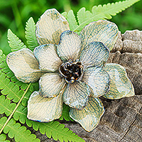 Natural flower brooch pin, 'Puissant Gardenia' - Handmade Nature-Inspired Resin-Coated Gardenia Brooch Pin