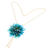 Gold-plated natural flower lariat necklace, 'Happy Sky Blue' - 22k Gold-Plated Sky Blue Chrysanthemum Bloom Lariat Necklace