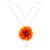 Collar lariat de flores naturales bañado en oro - Collar Lariat de Crisantemo Naranja con Baño de Oro de 22k
