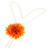 Collar lariat de flores naturales bañado en oro - Collar Lariat de Crisantemo Naranja con Baño de Oro de 22k