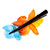 Natural flower hair clip, 'Summer Belle' - Summer-Themed Turquoise and Orange Orchid Flower Hair Clip