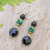 Multi-gemstone beaded dangle earrings, 'Desired Heaven' - Multi-Gemstone Beaded Dangle Earrings in Green and Black