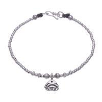 Silver charm bracelet, 'Fish in Love' - Thai Fish-Themed Karen Silver Good Fortune Charm Bracelet