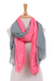 Cotton scarves, 'Exquisite Contrast' (pair) - Pair of Grey and Pink Handwoven Lightweight Cotton Scarves