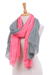 Cotton scarves, 'Exquisite Contrast' (pair) - Pair of Grey and Pink Handwoven Lightweight Cotton Scarves