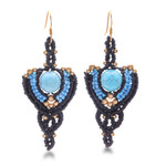 Howlite and brass macrame dangle earrings, 'Serene Arts' - Thai Artisan-Made Howlite and Brass Macrame Dangle Earrings