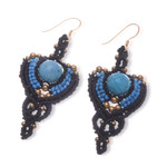 Howlite and brass macrame dangle earrings, 'Serene Arts' - Thai Artisan-Made Howlite and Brass Macrame Dangle Earrings