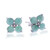 Emerald and marcasite stud earrings, 'Chic Petals' - Floral-Themed Emerald Marcasite Silver Stud Earrings (image 2c) thumbail