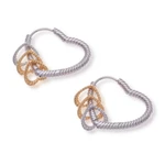 Gold-accented hoop earrings, 'Lovely Hearts' - 18k Gold-Accented Hoop Earrings with Heart-Themed Charms
