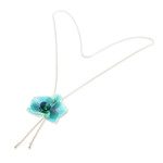 Gold-accented natural flower lariat necklace, 'River Fantasy' - Turquoise Orchid Lariat Necklace with 22k Gold-Plated Chain