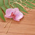 Gold-accented natural flower lariat necklace, 'Primaveral Fantasy' - Handmade 22k Gold-Accented Lariat Necklace with Pink Orchid