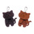 Leather keychains, 'Kind Kitties' (pair) - Pair of Leather Cat Keychains in Chocolate and Brown Hues