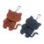 Leather keychains, 'Charming Kitties' (pair) - Two Brown and Teal Leather Cat Keychains with Brass Chains