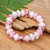 Blown glass and crystal beaded stretch bracelet, 'Sweet Spell' - Blown Glass and Crystal Beaded Stretch Bracelet in Pink Hue