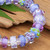 Blown glass and crystal beaded stretch bracelet, 'Tender Spell' - Purple-Hued Blown Glass and Crystal Beaded Stretch Bracelet