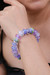 Blown glass and crystal beaded stretch bracelet, 'Tender Spell' - Purple-Hued Blown Glass and Crystal Beaded Stretch Bracelet