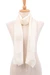Silk scarf, 'Ecru Splendor' - Thai Hand-Loomed 100% Silk Scarf with Fringes in Ecru Beige