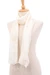 Silk scarf, 'Ecru Splendor' - Thai Hand-Loomed 100% Silk Scarf with Fringes in Ecru Beige