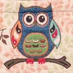 Cotton blend shoulder bag, 'Morning Hoots' - Beige and Burgundy Owl-Themed Cotton Blend Shoulder Bag