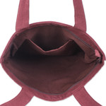 Cotton blend shoulder bag, 'Morning Hoots' - Beige and Burgundy Owl-Themed Cotton Blend Shoulder Bag