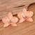 Gold-accented natural flower statement earrings, 'Natural Feeling in Peach' - Resin-Coated Orange Orchid Gold-Accented Statement Earrings (image 2b) thumbail