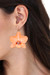 Gold-accented natural flower statement earrings, 'Natural Feeling in Peach' - Resin-Coated Orange Orchid Gold-Accented Statement Earrings (image 2j) thumbail