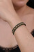Glass beaded wristband bracelet, 'Peace at the Forest' - Green and Purple Glass Bead and Leather Wristband Bracelet