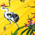 Cotton parasol, 'Peace Cranes in Yellow' - Thai-Made Hand-Painted Crane-Themed Yellow Cotton Parasol