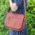 Leather messenger bag, 'Urban Atlas' - Leather Flap Messenger Bag with Adjustable Strap in Brown