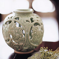 Celadon ceramic vase, 'Ivy' - Celadon ceramic vase