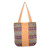 Cotton tote bag, 'Lanna Brown' - Thai-Inspired Brown and Blue Zippered 100% Cotton Tote Bag