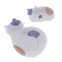 Ceramic catchalls, 'Feline Family' (pair) - 2 Abstract Cat-Themed Whimsical Glazed Ceramic Catchalls
