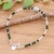 Glass beaded bracelet, 'Petals of Forest' - Floral Green Glass and Silver Beaded Bracelet from Thailand