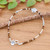 Tiger's eye beaded bracelet, 'Petals of Courage' - Silver and Tiger's Eye Beaded Hill Tribe Pendant Bracelet