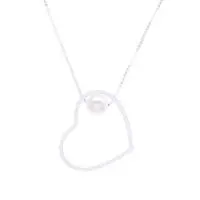 Cultured pearl pendant necklace, 'Secrets of the Heart' - Minimalist Heart-Themed Silver and Cultured Pearl Necklace