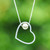 Cultured pearl pendant necklace, 'Secrets of the Heart' - Minimalist Heart-Themed Silver and Cultured Pearl Necklace (image 2) thumbail