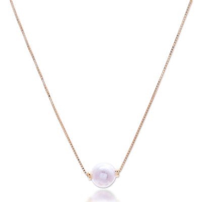 Gold-plated cultured pearl pendant necklace, 'Timeless Grace' - 18k Gold-Plated Ball Necklace with Cultured Pearl Pendant