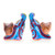 Wood figurines, 'Feline Waves' (set of 2) - Artisan-Made 2-Piece Painted Raintreed Wood Cat Figurine Set
