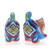 Wood figurines, 'Feline Waves' (set of 2) - Artisan-Made 2-Piece Painted Raintreed Wood Cat Figurine Set
