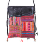 Leather-accented cotton blend sling bag, 'Perfect Patchwork' - Hill Tribe Patchwork Leather-Accented Cotton Blend Sling Bag