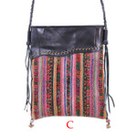 Leather-accented cotton blend sling bag, 'Perfect Patchwork' - Hill Tribe Patchwork Leather-Accented Cotton Blend Sling Bag