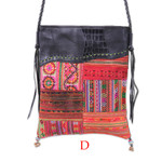 Leather-accented cotton blend sling bag, 'Perfect Patchwork' - Hill Tribe Patchwork Leather-Accented Cotton Blend Sling Bag