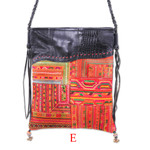 Leather-accented cotton blend sling bag, 'Perfect Patchwork' - Hill Tribe Patchwork Leather-Accented Cotton Blend Sling Bag