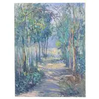 'Forest Next Door' - Impressionist Nature-Themed Landscape Oil Painting of Forest