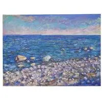 'Afternoon by the Sea' - Signed Impressionist Oil on Canvas Seascape Painting