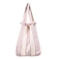 Cotton tote, 'Plum Daydreams' - Handmade Striped Soft Pink and Cream 100% Cotton Tote Bag