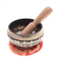 Copper alloy singing bowl set, 'Spiritual Harmony' (3 pieces) - Copper Alloy Singing Bowl Set with Wooden Mallet (3 Pieces)